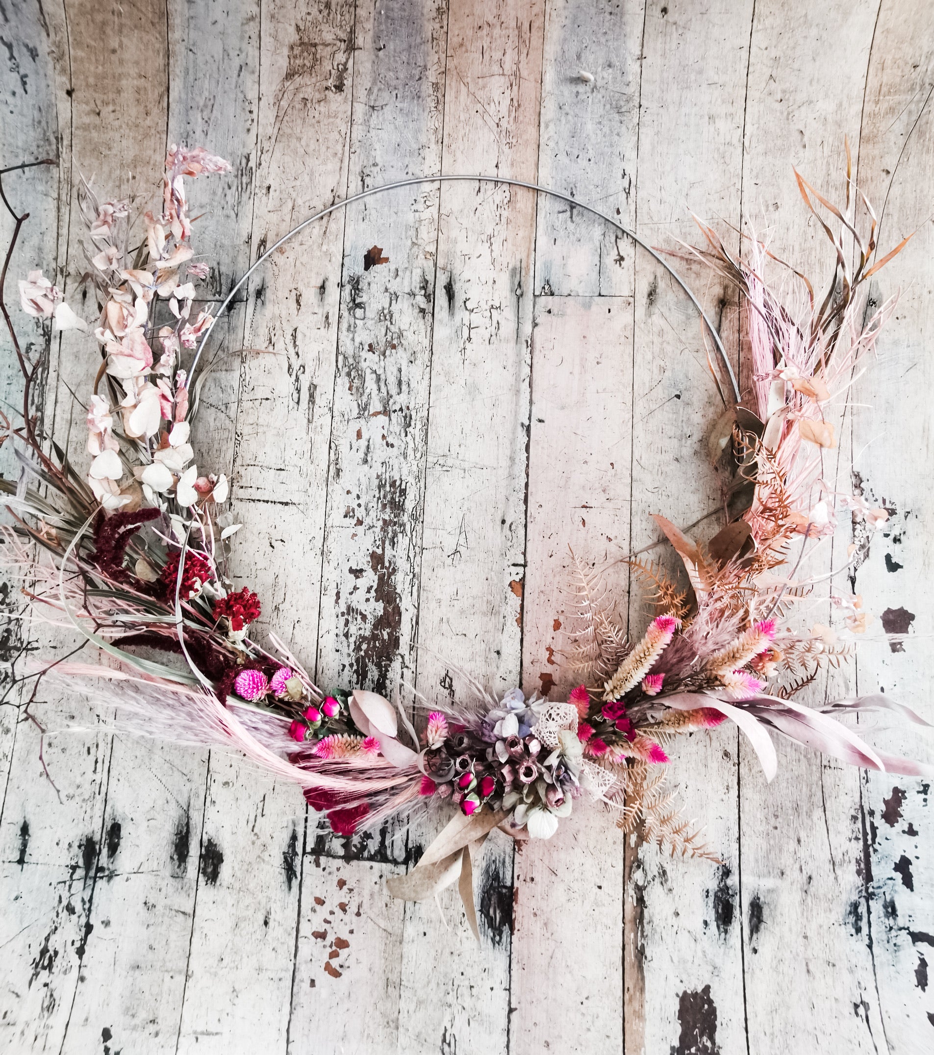 Large Pink dried wreath