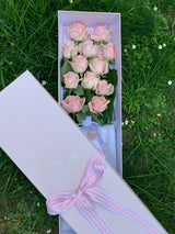 Dozen Blush Pink Roses in a box